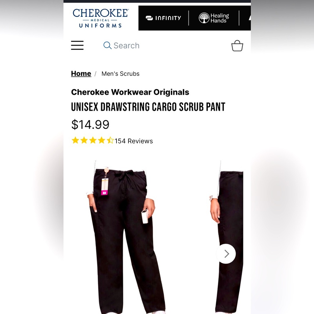 NWT Cherokee unisex drawstring scrub pants